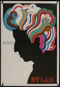 8m145 DYLAN linen 22x33 music poster 1967 colorful silhouette art of Bob by Milton Glaser!
