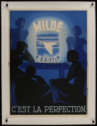 8m164 MILDE RADIO linen 23x32 French advertising poster 1937 art by Ferdinand Nadal & A. Roquin!
