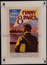 8m187 NEW YORK WORLD linen 12x18 special poster 1896 September 27th, art of man & lighthouse!