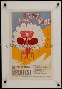 8m185 NEW YORK WORLD linen 12x18 special poster 1896 January 19th, art of sexy female dancer!