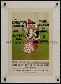 8m184 NEW YORK WORLD linen 12x18 special poster 1896 December 13th, art of Santa Claus elephant!