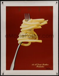 8m137 RAZZIA signed linen 28x37 art print 1982 by Razzia, cool art of pasta twirled around fork!