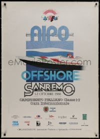 8m191 SANREMO linen 27x39 Italian special poster 1988 cool art for Mediterranean speed boat race!
