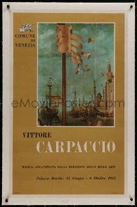 8m142 VITTORE CARPACCIO linen 25x39 Italian museum/art exhibition 1963 great art of busy sea port!