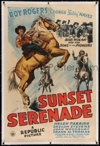 8m466 SUNSET SERENADE linen 1sh 1942 cowboy Roy Rogers & Bob Nolan and the Sons of the Pioneers!