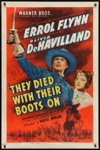 8m470 THEY DIED WITH THEIR BOOTS ON linen 1sh 1941 Errol Flynn as General Custer, De Havilland
