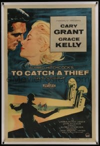 8m474 TO CATCH A THIEF linen 1sh 1955 art of beautiful Grace Kelly & Cary Grant, Alfred Hitchcock!