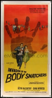 8p025 INVASION OF THE BODY SNATCHERS linen 3sh 1956 classic horror, the ultimate in science-fiction!