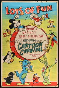 8p012 CARTOON CARNIVAL 40x60 1953 Disney, Warner Bros, MGM, Paramount & Terry characters, rare!
