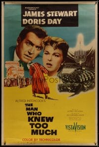 8p011 MAN WHO KNEW TOO MUCH style Y 40x60 1956 Alfred Hitchcock, James Stewart & Doris Day, very rare!