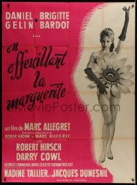 8p115 MADEMOISELLE STRIPTEASE French 1p 1956 sexy Brigitte Bardot covered only by a big flower!