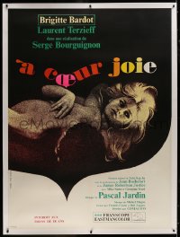8p094 TWO WEEKS IN SEPTEMBER linen French 1p 1967 A coeur joie, sexy naked Brigitte Bardot in love!