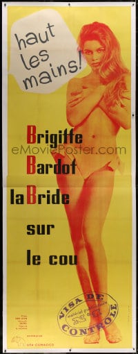 8p081 ONLY FOR LOVE linen French 45x123 1961 bigger than life size sexy Brigitte Bardot, ultra rare!