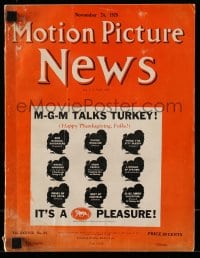 8p155 MOTION PICTURE NEWS exhibitor magazine Nov 24, 1928 with 4-page United Artists color section!