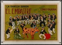 8p047 EL EMPASTRE linen 31x44 Spanish music poster 1925 Muro art of band members with happy bull!