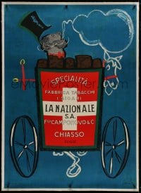 8p053 LA NATIONALE linen 36x50 Swiss advertising poster 1959 art of man smoking cigar in buggy!