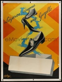8p062 LEGERES COMME UNE GAZELLE linen 44x60 French advertising poster 1935 Robys deco art of shoes!