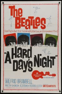 8r075 HARD DAY'S NIGHT 1sh 1964 cool image of The Beatles in their first film, rock & roll classic!