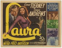 8r111 LAURA TC 1944 Dana Andrews, sexy Gene Tierney, Vincent Price, Webb, Otto Preminger classic!