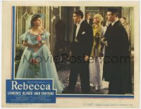 8r182 REBECCA LC 1940 Laurence Olivier & others stare at Joan Fontaine, Alfred Hitchcock classic!