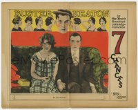 8r191 SEVEN CHANCES LC 1925 Stoneface Buster Keaton & Ruth Dwyer holding hands on couch, rare!