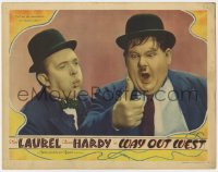 8r207 WAY OUT WEST LC 1937 Stan Laurel blows on Oliver Hardy's thumb that is on fire, ultra rare!