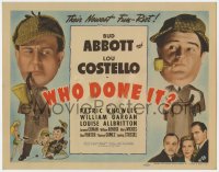 8r017 WHO DONE IT TC 1942 detectives Bud Abbott & Lou Costello with Sherlock hats & pipes, rare!