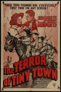 8r090 TERROR OF TINY TOWN 1sh R1942 Jed Buell's Midgets in 10 gallon hats, wild & beyond rare!
