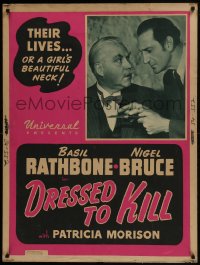 8s140 DRESSED TO KILL 30x40 1946 Basil Rathbone as Sherlock Holmes & Nigel Bruce as Doctor Watson!