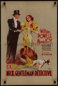 8s200 AFTER THE THIN MAN pre-war Belgian 1937 different art of William Powell, Myrna Loy & Asta!