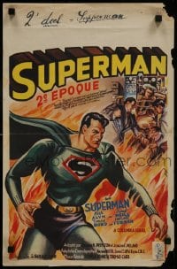 8s204 SUPERMAN Belgian 1950 different Ziel art of superhero Kirk Alyn in costume, ultra rare!