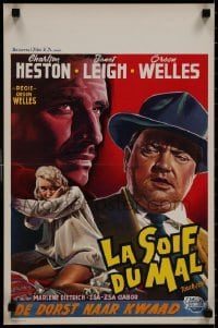 8s205 TOUCH OF EVIL Belgian 1958 different art of Orson Welles, Charlton Heston & sexy Janet Leigh!