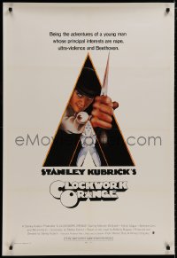8s127 CLOCKWORK ORANGE int'l 1sh 1972 Stanley Kubrick, deco Philip Castle art of Malcolm McDowell!