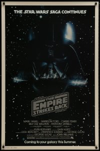8s011 EMPIRE STRIKES BACK studio style advance 1sh 1980 George Lucas, Darth Vader head in space!