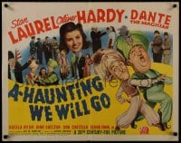 8s143 A-HAUNTING WE WILL GO style A 1/2sh 1942 Stan Laurel & Oliver Hardy in turbans, extremely rare!
