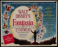 8s015 FANTASIA 1/2sh R1963 great image of Mickey Mouse & others, Disney musical cartoon classic!