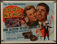 8s017 GOOD NEWS style B 1/2sh 1947 June Allyson & Peter Lawford + football players, ultra rare!