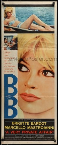 8s160 VERY PRIVATE AFFAIR insert 1962 Louis Malle's Vie Privee, c/u of sexy Brigitte Bardot!