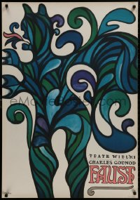 8s220 FAUST stage play Polish 27x38 1965 Charles Gounod opera, great colorful Jan Lenica art!