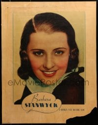 8s031 BARBARA STANWYCK personality poster 1930s smiling portrait of the Warner Bros. leading lady!