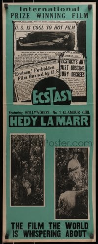 8s167 ECSTASY 14x36 special poster R1944 Hedy Lamarr's early nudie the world is whispering about!