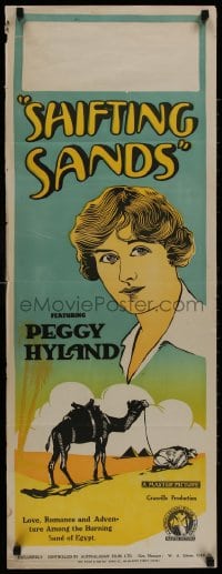 8t049 SHIFTING SANDS long Aust daybill 1923 Peggy Hyland, different art, pyramids and camel!