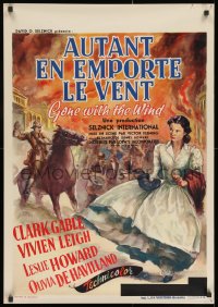 8t417 GONE WITH THE WIND Belgian 23x33 R1954 artwork of Vivien Leigh as Scarlett O'Hara by Demil!