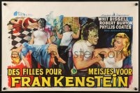 8t418 I WAS A TEENAGE FRANKENSTEIN Belgian 1957 wonderful art of monster + grabbing sexy girl!