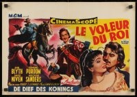 8t422 KING'S THIEF Belgian 1955 Ann Blyth romancing Edmund Purdom & art of masked Purdom on horse!