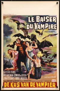 8t423 KISS OF THE VAMPIRE Belgian 1963 Hammer, art of giant devil bats summoned from Hell!