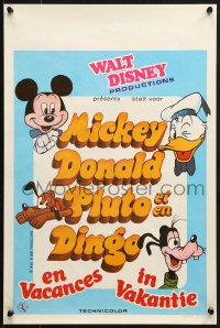 8t431 MICKEY DONALD PLUTO ET EN DINGO EN VACANCES Belgian 1980 heads of Disney's top cartoon stars!