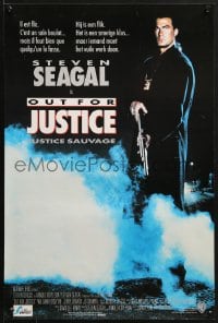 8t443 OUT FOR JUSTICE Belgian 1991 great full-length image of Steven Seagal with shotgun!