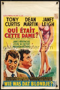 8t481 WHO WAS THAT LADY Belgian 1960 Tony Curtis & Dean Martin stare at sexy Janet Leigh's legs!