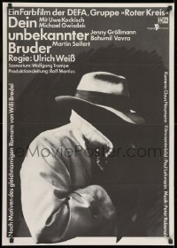8t762 DEIN UNBEKANNTER BRUDER East German 23x32 1982 cool art of shadowy guy with no face!